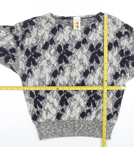 Marks and Spencer Women’s Blue Floral Knit Jumper Size 16-18