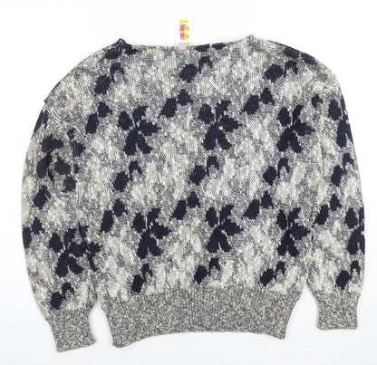 Marks and Spencer Women’s Blue Floral Knit Jumper Size 16-18