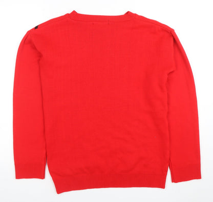 boohoo Men Red Christmas Graphic Knit Jumper Size S