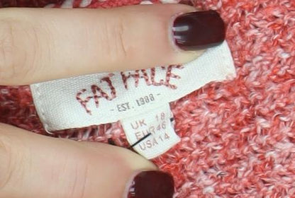 Fat Face Women's Red Knit Crew Neck Long Sleeve Jumper Size 8