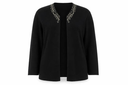 Eastex Women's Black Long Sleeve Embroidered Cardigan Size 14