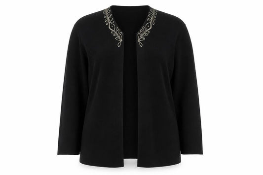 Eastex Women's Black Long Sleeve Embroidered Cardigan Size 14
