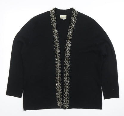 Eastex Women's Black Long Sleeve Embroidered Cardigan Size 14