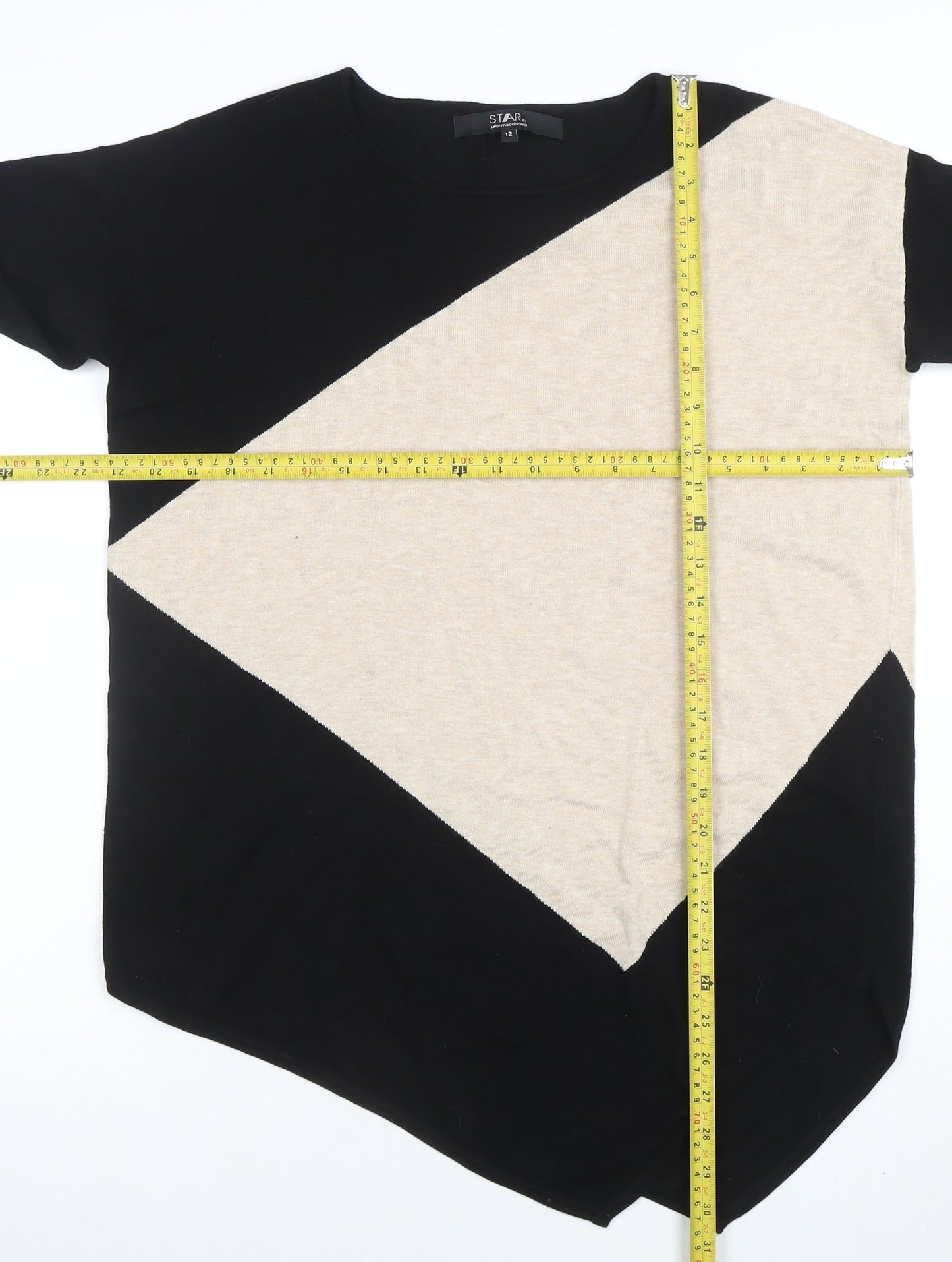 Star by Julien Macdonald Women’s Black Beige Geometric Jumper Size 12