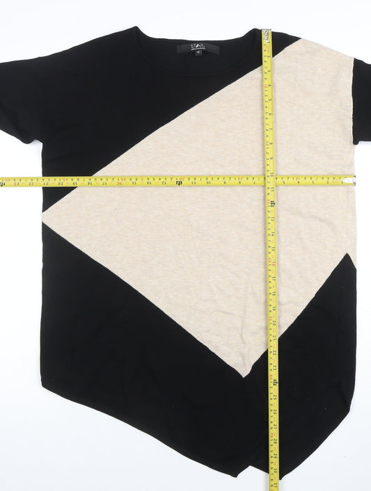 Star by Julien Macdonald Women’s Black Beige Geometric Jumper Size 12
