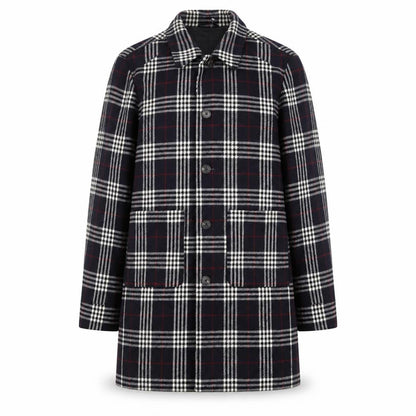 Jack & Jones Unisex Black Checked Long Overcoat L Polyester