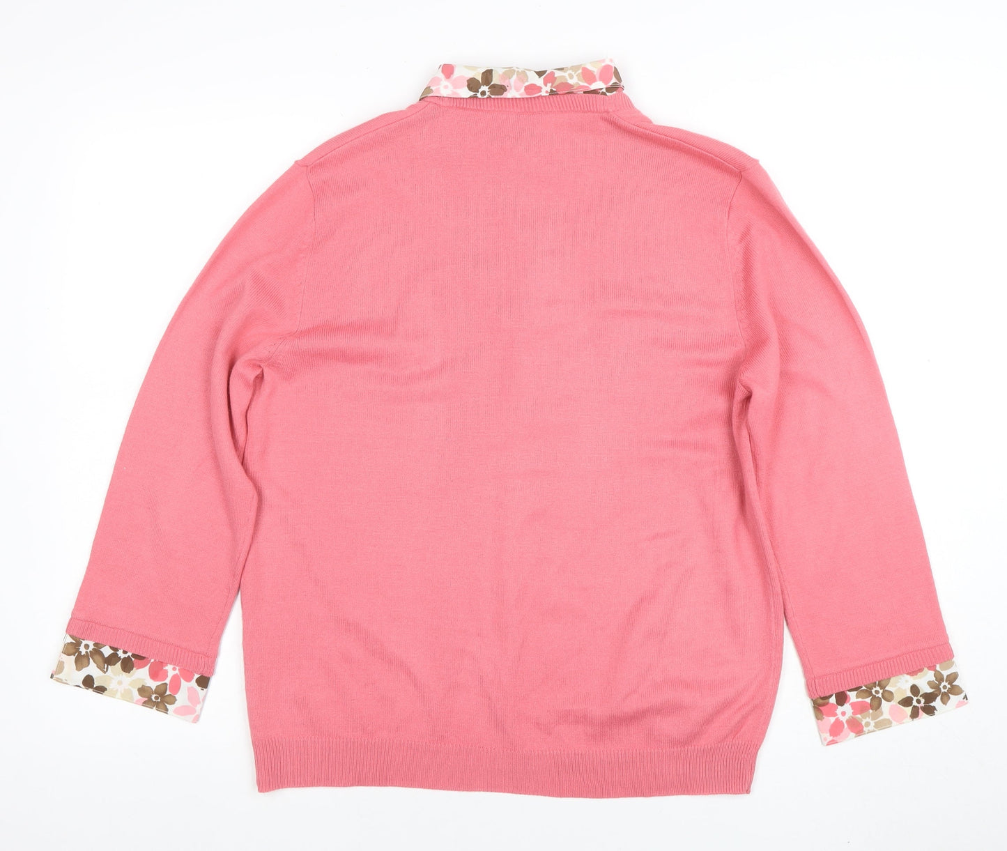 Classics Women Pink V-Neck 3/4 Sleeve Cardigan Size 16