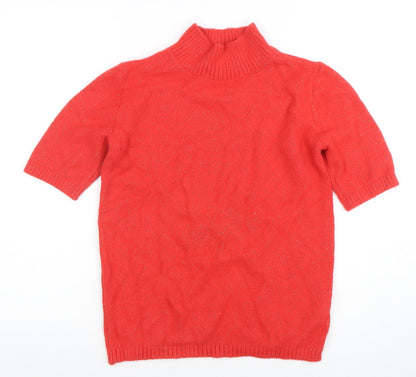 Marks and Spencer Women's Red Mock Neck Short Sleeve Jumper XS