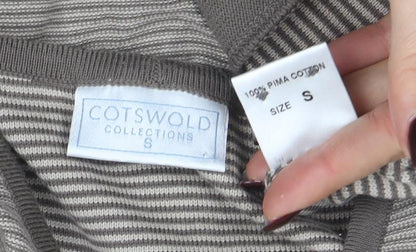 Cotswold Collections Women Beige Striped Cotton Cardigan Size S