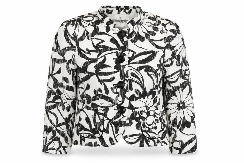 Gerry Weber Women's Black White Floral Blazer UK Size 12