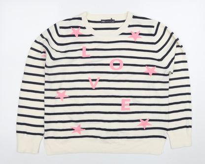 Marks and Spencer Women's Multicoloured Size 16 Striped LOVE Jumper