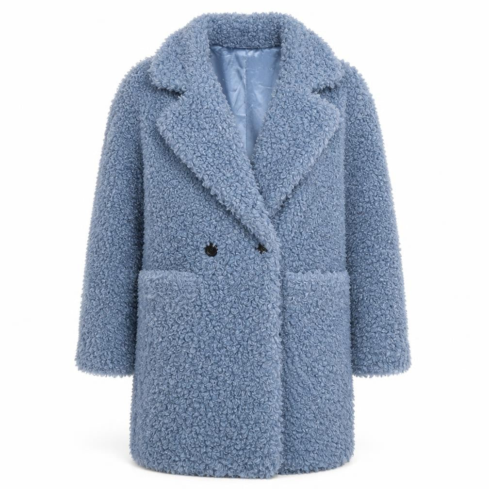Next Women's Blue Textured Mid-Length Button Coat Size S