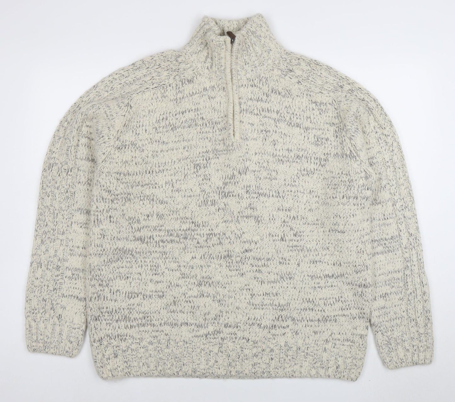 Stone Bay Men’s Beige Cable-Knit 1/2 Zip Jumper Size L