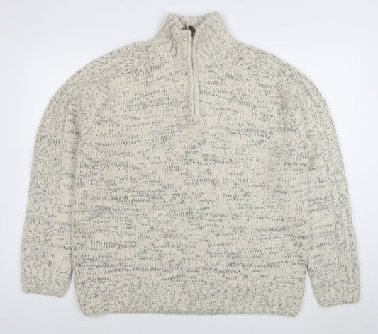 Stone Bay Men’s Beige Cable-Knit 1/2 Zip Jumper Size L