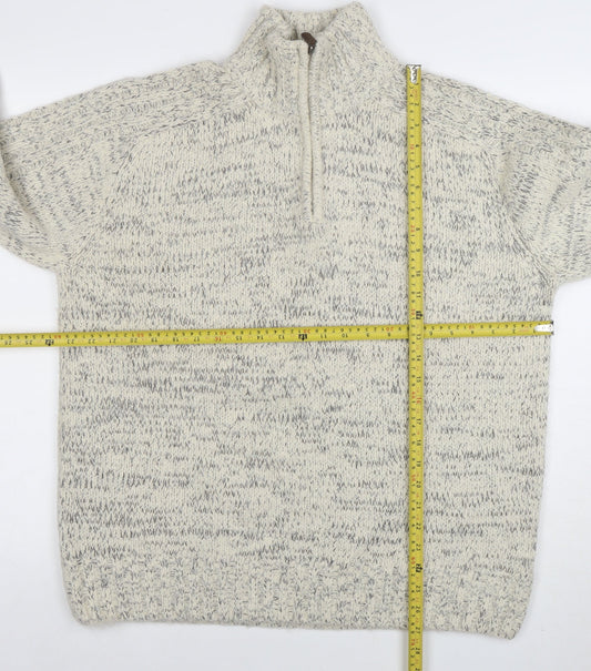 Stone Bay Men’s Beige Cable-Knit 1/2 Zip Jumper Size L
