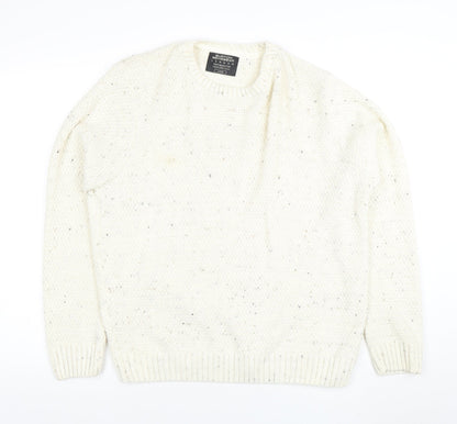 Burton Menswear London Men's Ivory Wool Blend Chunky Knit Jumper Large
