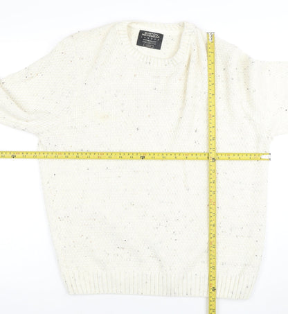 Burton Menswear London Men's Ivory Wool Blend Chunky Knit Jumper Large