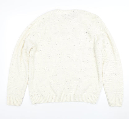Burton Menswear London Men's Ivory Wool Blend Chunky Knit Jumper Large