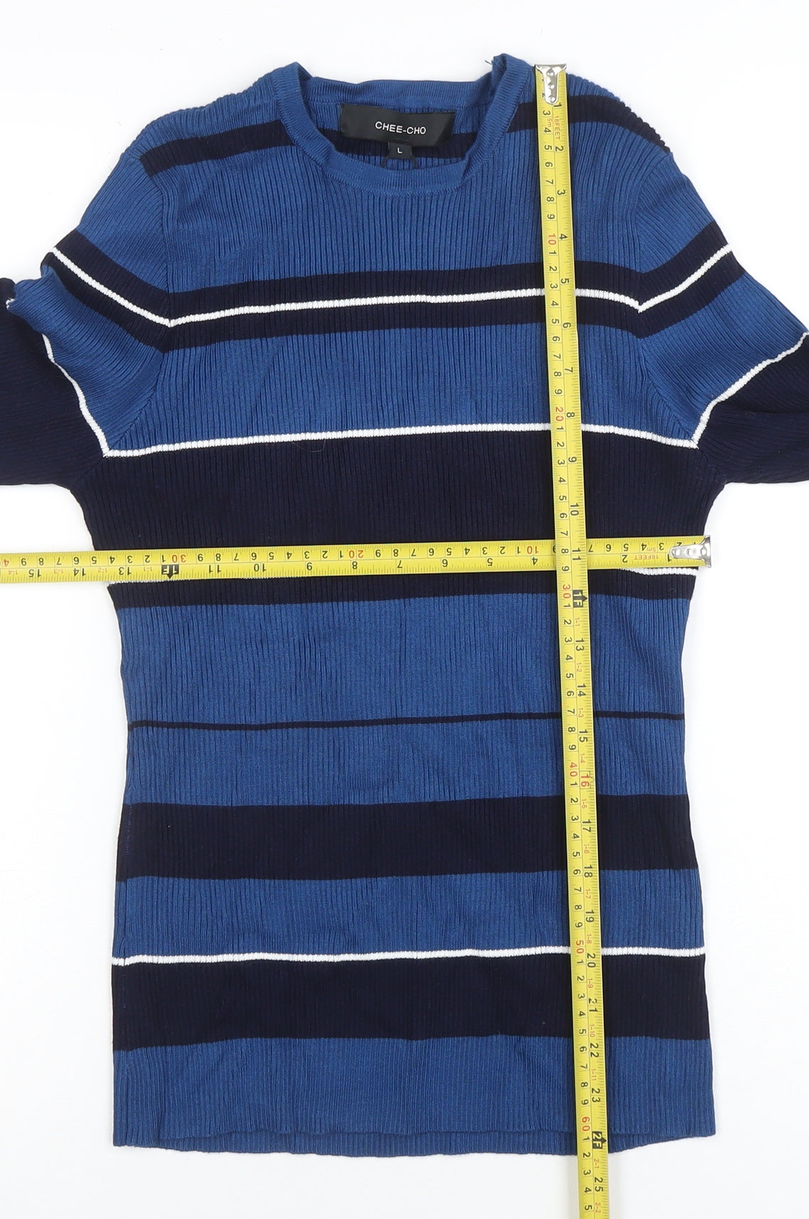 Womens UK Size L CHEE-CHO Blue Basic T-Shirt