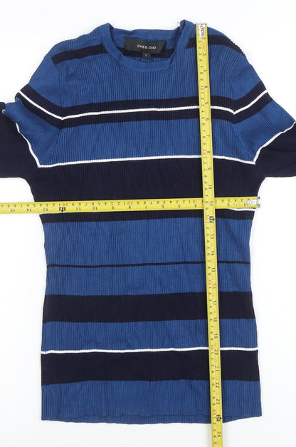 Womens UK Size L CHEE-CHO Blue Basic T-Shirt