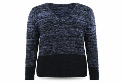 Gilly Hicks Women's Blue V-Neck Chunky Knit Jumper Size XS