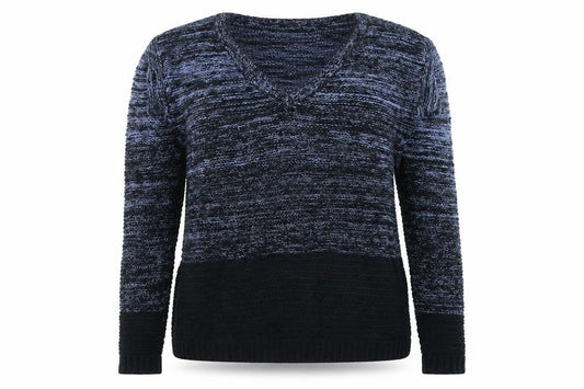 Gilly Hicks Women's Blue V-Neck Chunky Knit Jumper Size XS