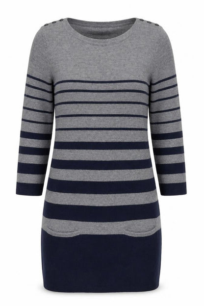 Mercer & Madison Women’s Grey Striped Wool Jumper Dress Size S