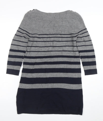 Mercer & Madison Women’s Grey Striped Wool Jumper Dress Size S