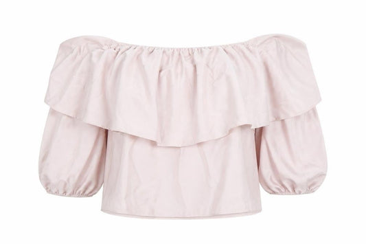 River Island Women’s Pink Off the Shoulder Ruffle Blouse Size 8