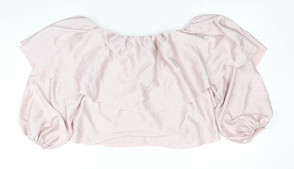 River Island Women’s Pink Off the Shoulder Ruffle Blouse Size 8