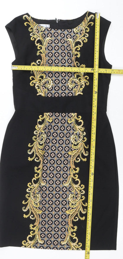 London Times Womens Black Size 10 Sheath Stretch Knee Length Dress