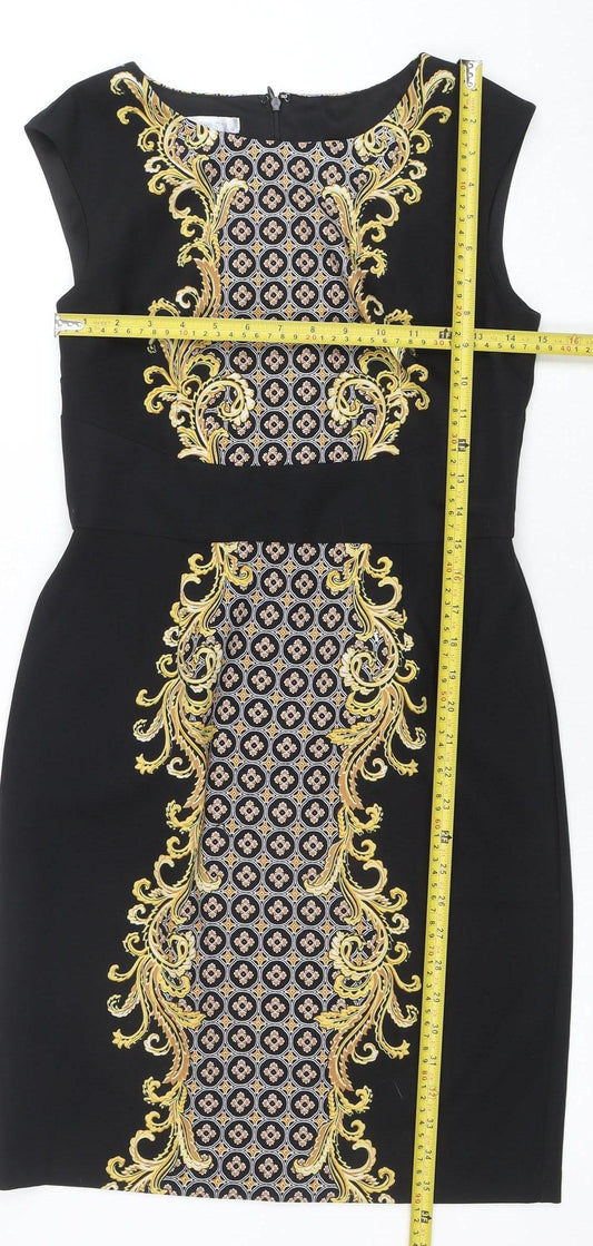 London Times Womens Black Size 10 Sheath Stretch Knee Length Dress