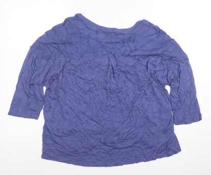 Bonmarche Women's Blue Viscose 3/4 Sleeve Tunic Blouse Size 18
