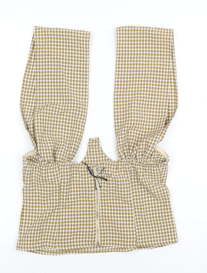PrettyLittleThing Women’s Brown Check Cropped Blouse UK 10