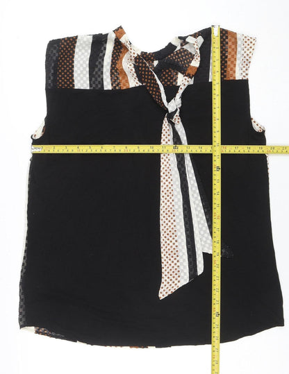 Next Women’s Black Striped Sleeveless Wrap Blouse Size 16 Plus