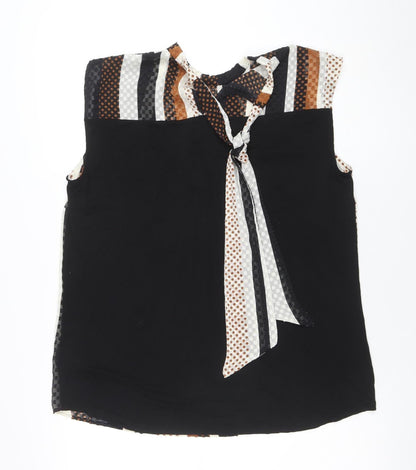 Next Women’s Black Striped Sleeveless Wrap Blouse Size 16 Plus