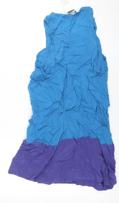 Sportmax Code Women Blue Colourblock Silk Shift Dress Size 10