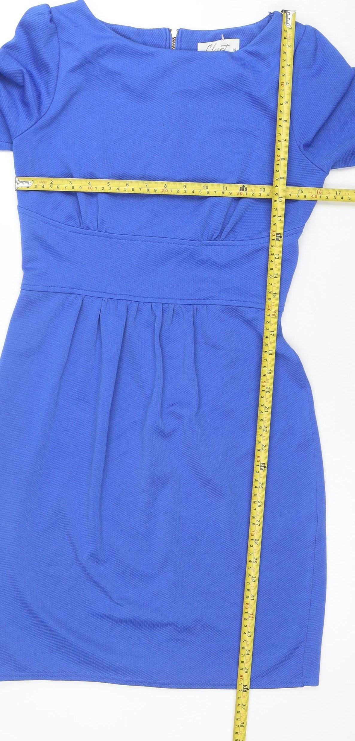 Closet Women Blue Size 14 Fit & Flare Knee Length Dress