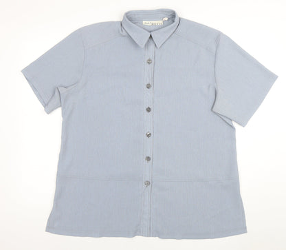 Christian Marcus Direct Womens Blue Button-Up Shirt Size 18 Short Sleeve