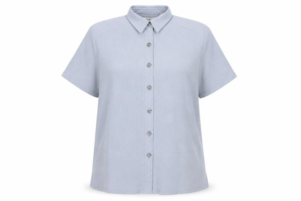 Christian Marcus Direct Womens Blue Button-Up Shirt Size 18 Short Sleeve