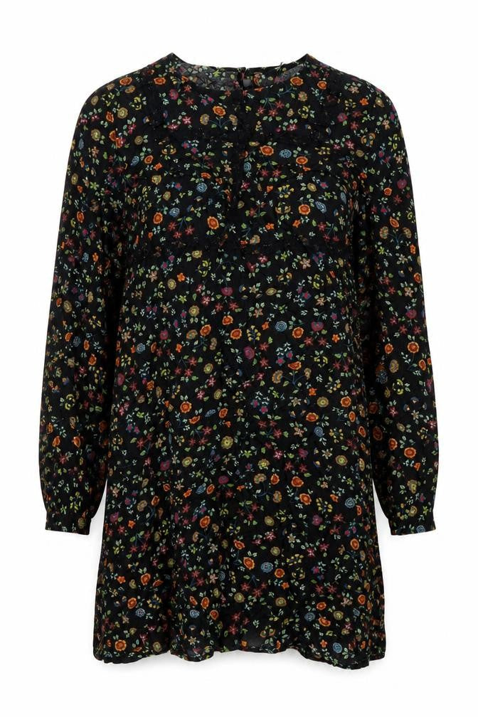 Peacocks Women's Black Floral A-Line Short Dress Size 10