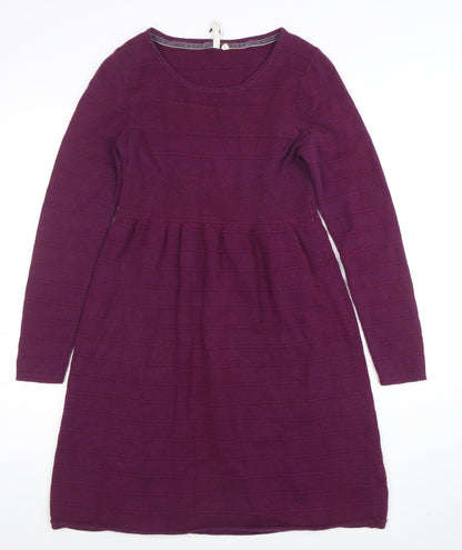 White Stuff Women Purple Size 10 Fit & Flare Knit Dress
