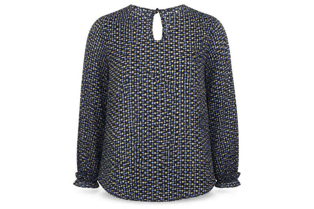 NUMPH Womens Multicoloured Geometric Long Sleeve Tunic Blouse Size 6