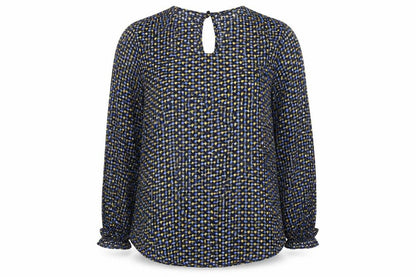 NUMPH Womens Multicoloured Geometric Long Sleeve Tunic Blouse Size 6