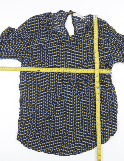NUMPH Womens Multicoloured Geometric Long Sleeve Tunic Blouse Size 6