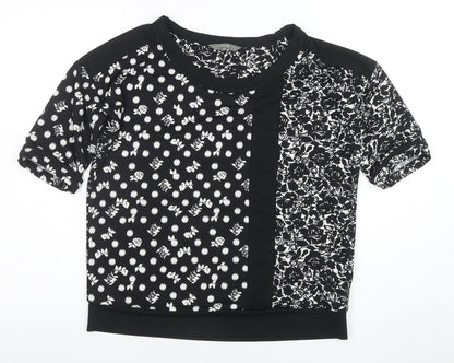 Next Women's Black Floral Polka Dot Short Sleeve T-Shirt Size 8