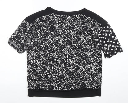 Next Women's Black Floral Polka Dot Short Sleeve T-Shirt Size 8