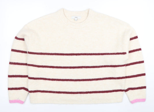 Marks and Spencer Women’s Ivory Striped Wool Blend Pullover Jumper L