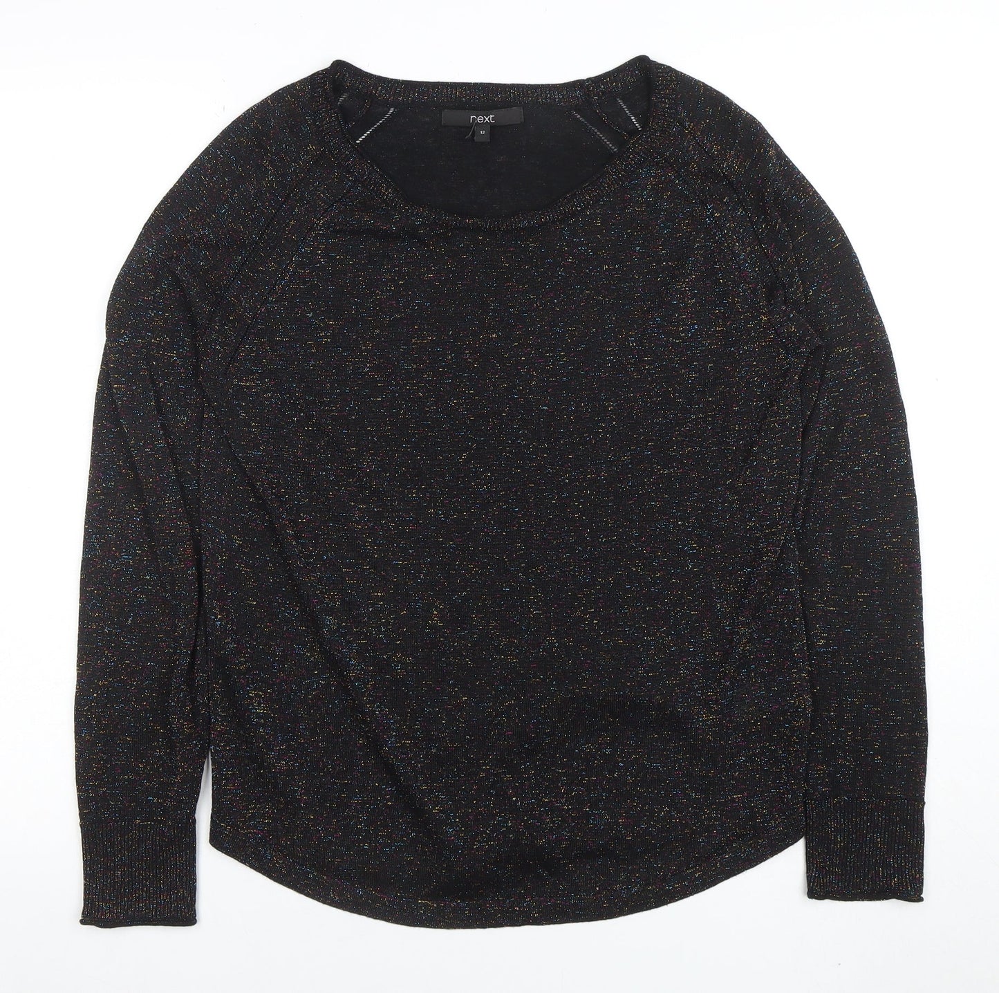Next Women’s Black Metallic Knit Crew Neck Jumper Size 12