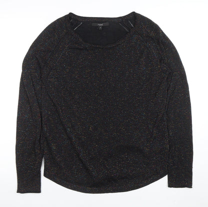 Next Women’s Black Metallic Knit Crew Neck Jumper Size 12
